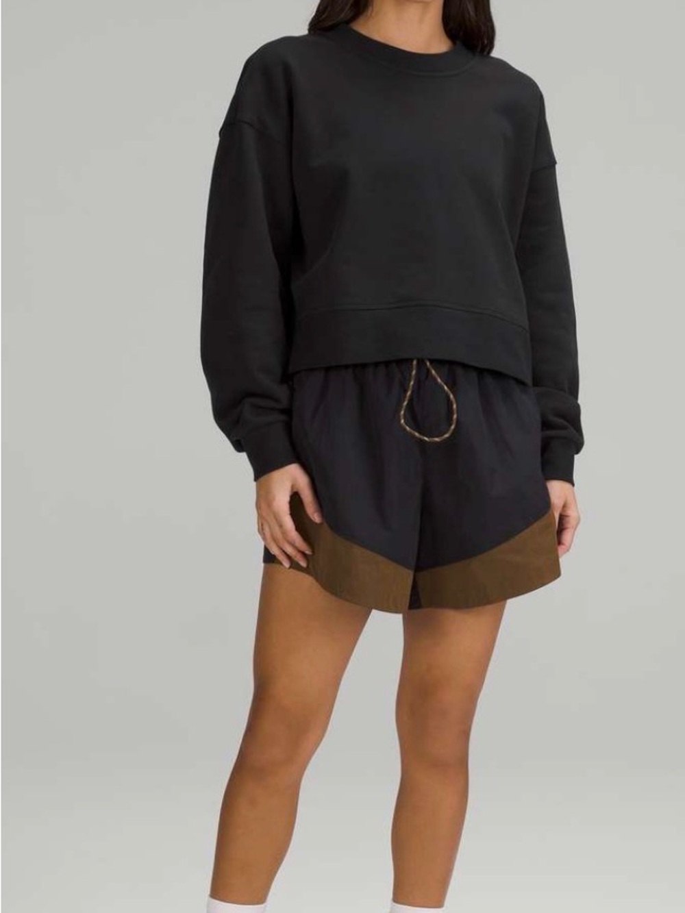 lululemon athletica Black Cropped Crewneck Sweatshirt NWT